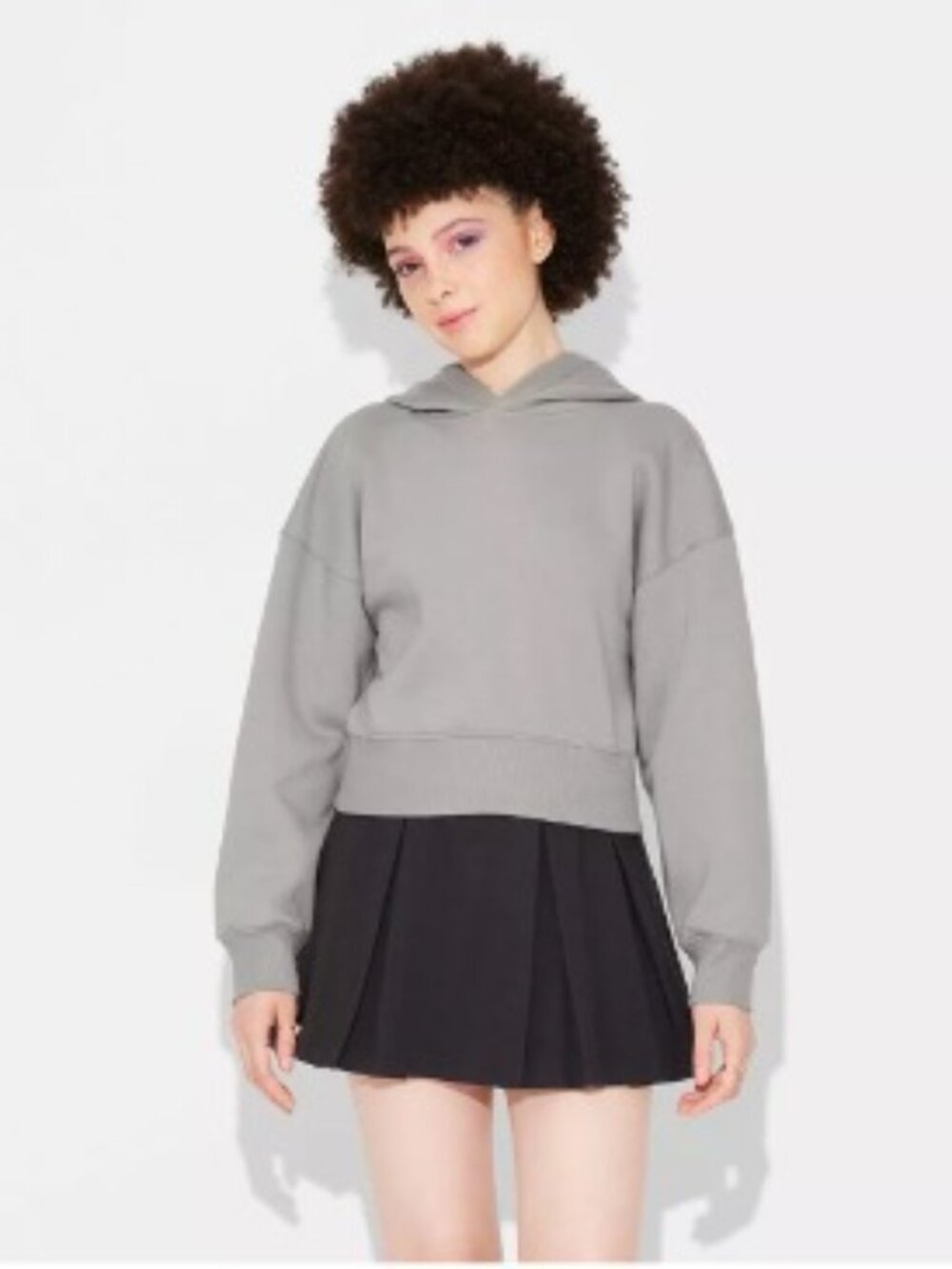Wild Fable Cropped Pullover Hooded Sweatshirt – Gray (Size Large)